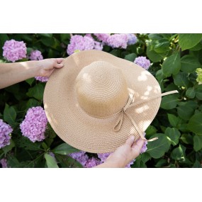 2JZHA0035BE Cappello da donna Ø58 cm Beige Paglia di carta Rotondo Cappello da sole