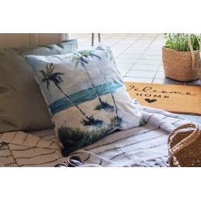 2KT021.299 Cushion Cover 45x45 cm Blue Green Polyester Palm Trees Square Pillow Cover