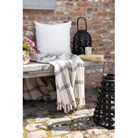 2KT060.134 Couverture 125x150 cm Beige Noir Coton Losanges Plaid