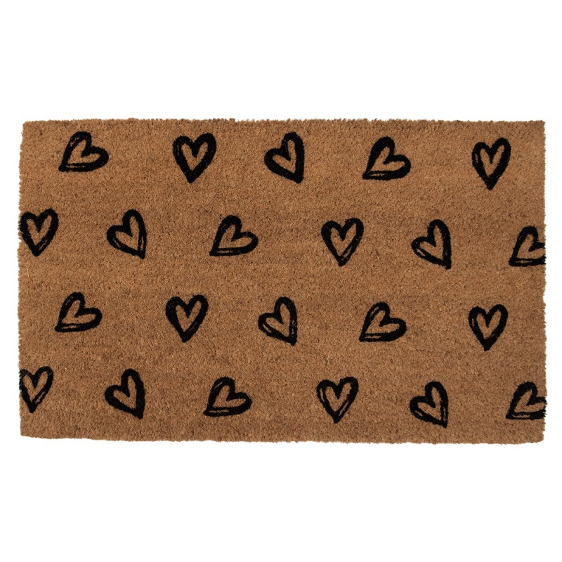 LHSMC Door Mat 75x45 cm Brown PVS Coconut Fiber Hearts Coconut Mat