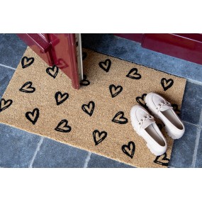 2LHSMC Door Mat 75x45 cm Brown PVS Coconut Fiber Hearts Coconut Mat