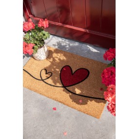 2MC252 Door Mat 75x45 cm Brown PVS Coconut Fiber Hearts Coconut Mat