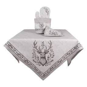 2GTW01 Nappe 100x100 cm Beige Coton Cerf Nappes de table