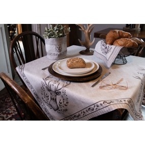 2GTW01 Tablecloth 100x100 cm Beige Cotton Deer Table cloth