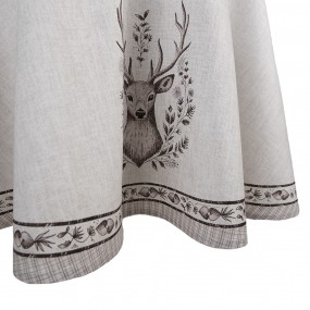 2GTW07 Tablecloth Ø 170 cm Beige Cotton Deer Round Table cloth