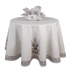 2GTW07 Nappe Ø 170 cm Beige Coton Cerf Rond Nappes de table