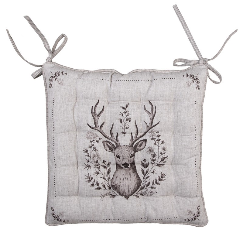 GTW29 Chair Cushion Foam 40x40x4 cm Beige Cotton Deer