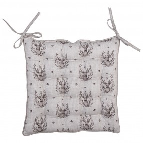 2GTW29 Chair Cushion Foam 40x40x4 cm Beige Cotton Deer