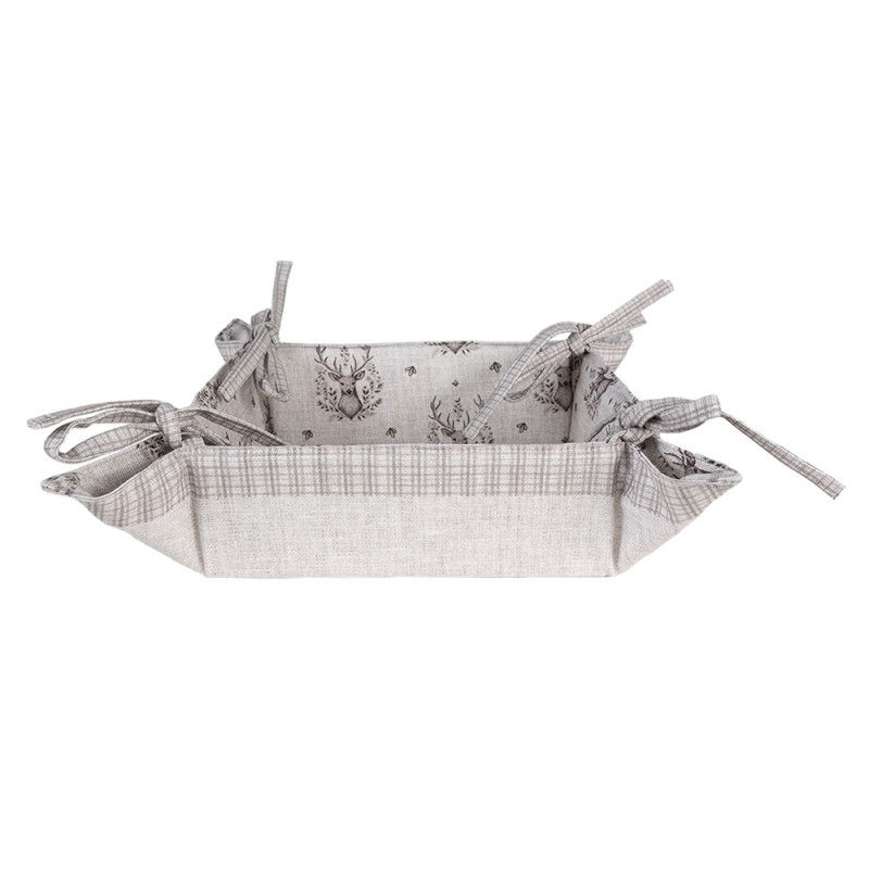 GTW47 Bread Basket 35x35x8 cm Beige Cotton Deer Square