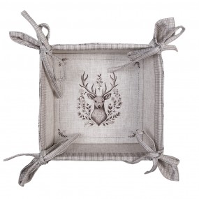 2GTW47 Bread Basket 35x35x8 cm Beige Cotton Deer Square