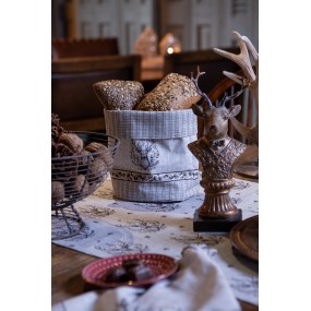 2GTW50 Bread Basket Ø 15x16 cm Beige Cotton Deer Round