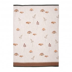 2LFJ42-1 Tea Towel  50x70 cm Beige Cotton Mushrooms Kitchen Towel