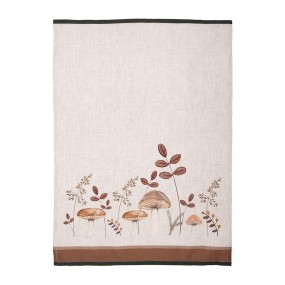 2LFJ42-2 Tea Towel  50x70 cm Beige Cotton Mushrooms Kitchen Towel