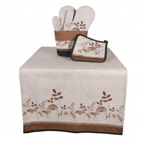 2LFJ50 Bread Basket Ø 15x16 cm Beige Cotton Mushrooms Round