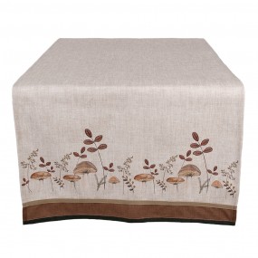 2LFJ64 Table Runner 50x140 cm Beige Cotton Mushrooms Tablecloth