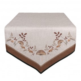2LFJ65 Table Runner 50x160 cm Beige Cotton Mushrooms Tablecloth