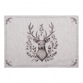 2GTW40 Placemats Set of 6 48x33 cm Beige Cotton Deer