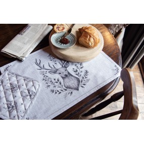 2GTW40 Placemats Set of 6 48x33 cm Beige Cotton Deer