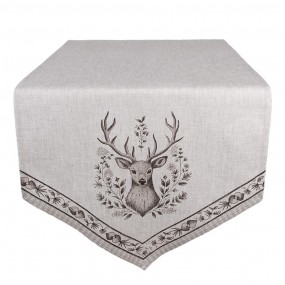 2GTW65 Table Runner 50x160 cm Beige Cotton Deer Tablecloth