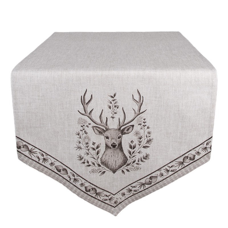 GTW65 Table Runner 50x160 cm Beige Cotton Deer Tablecloth