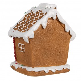 26PR4341 Gingerbread house met LED 11x9x13 cm Bruin Kunststof Kerstdecoratie