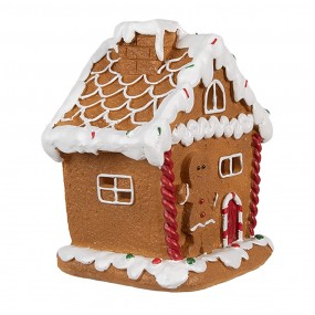 26PR4341 Gingerbread house met LED 11x9x13 cm Bruin Kunststof Kerstdecoratie