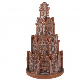 26PR4343 Gingerbread house with LED Ø 18x33 cm Brown Plastic Christmas Decoration