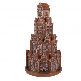 26PR4343 Gingerbread house met LED Ø 18x33 cm Bruin Kunststof Kerstdecoratie