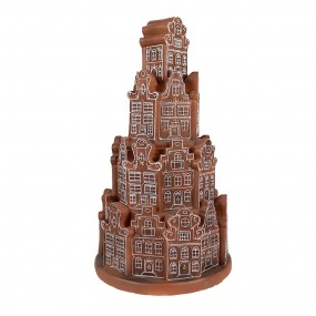 26PR4343 Gingerbread house met LED Ø 18x33 cm Bruin Kunststof Kerstdecoratie