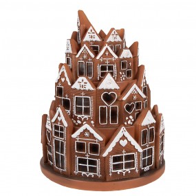 26PR4345 Gingerbread house met LED Ø 21x26 cm Bruin Kunststof Kerstdecoratie