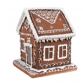 26PR4346 Gingerbread house with LED 13x13x15 cm Brown Plastic Christmas Decoration