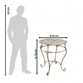 25Y1241 Bistrotafel Ø 69x76 cm Wit Bruin IJzer