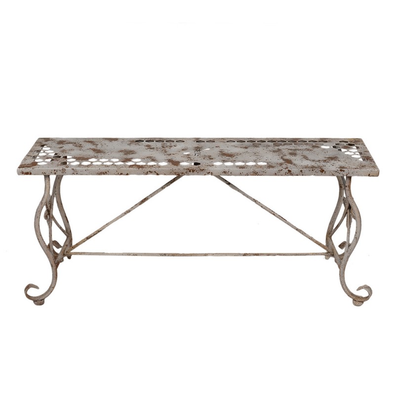 5Y1243 Garden Bench 105x35x44 cm White Brown Iron