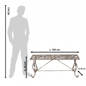 25Y1243 Banc de jardin 105x35x44 cm Blanc Marron Fer