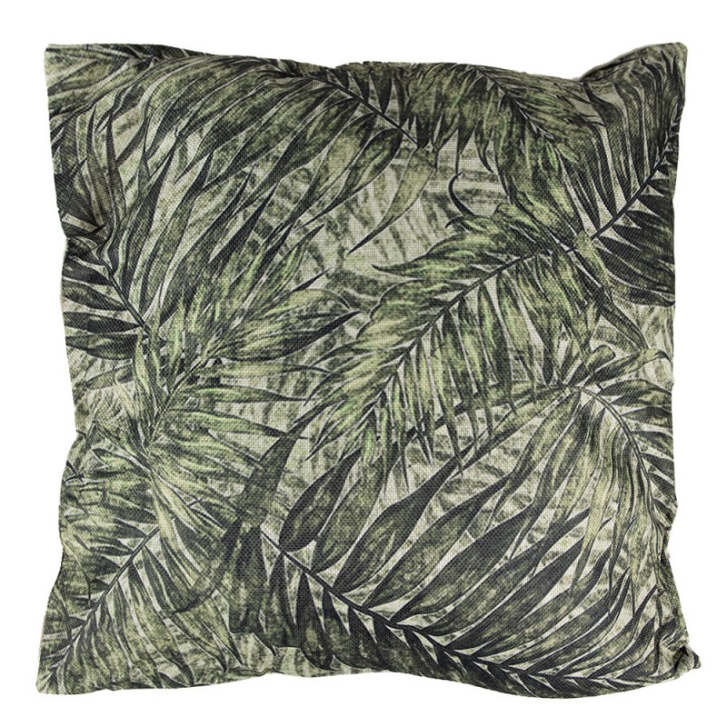 KG023.077 Coussin décoratif 43x43 cm Vert Synthétique Feuilles Carré Housse de coussin avec garniture de coussin