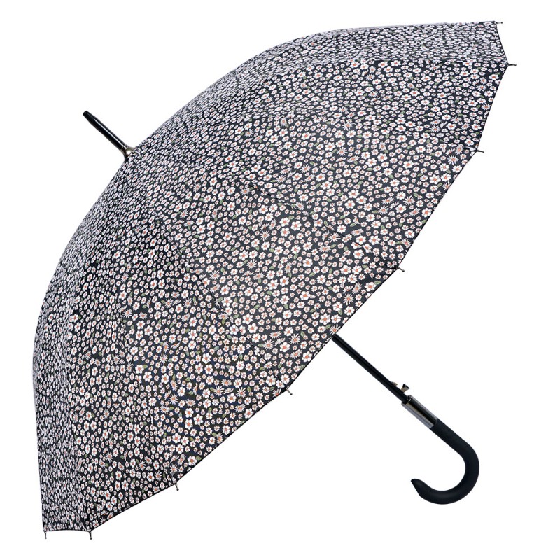 JZUM0075Z Parapluie pour adultes 60 cm Noir Synthétique Fleurs Parapluie