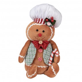 265583 Christmas Decoration Gingerbread man 19x14x35 cm Brown Fabric
