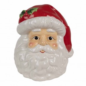 26CE1847 Storage Jar Lid Santa Claus 19x18x22 cm White Red Ceramic