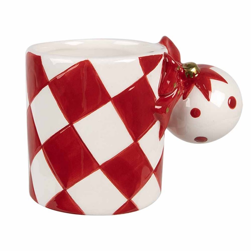 6CEMU0161R Mug 350 ml Red White Ceramic Drinking Cup