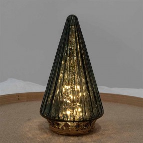 26GL4571GR Décoration de Noël avec éclairage LED Sapin de Noël Ø 11x19 cm Vert Verre