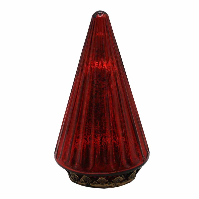 6GL4571R Christmas Decoration with LED Lighting Christmas Trees Ø 11x19 cm Red Glass