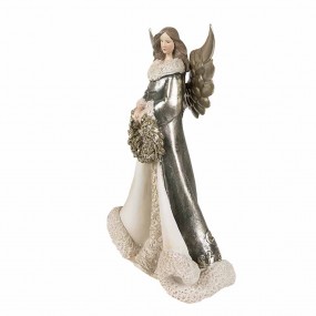 26PR3958GG Figurine Ange 24 cm Gris Vert Plastique Décoration de Noël