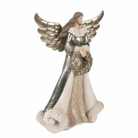 26PR3958GG Figurine Ange 24 cm Gris Vert Plastique Décoration de Noël