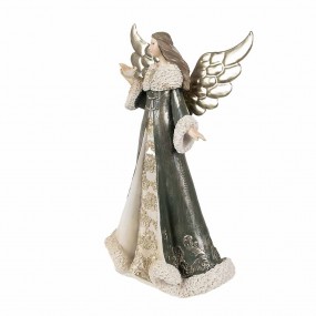 26PR3959GG Figurine Ange 25 cm Gris Vert Plastique Décoration de Noël