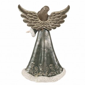 26PR3959GG Figurine Ange 25 cm Gris Vert Plastique Décoration de Noël