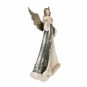 26PR3959GG Figurine Ange 25 cm Gris Vert Plastique Décoration de Noël