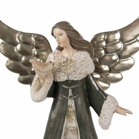 26PR3959GG Figurine Ange 25 cm Gris Vert Plastique Décoration de Noël