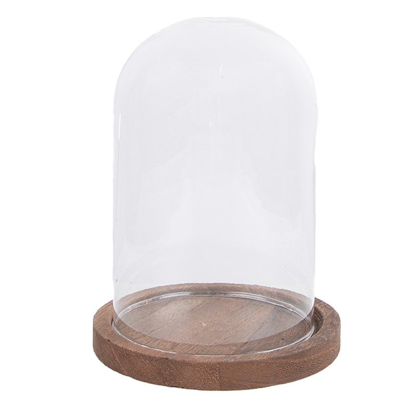 6GL1944 Cloche Ø 12x16 cm Transparent Glass Wood