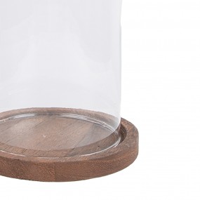 26GL1944 Cloche Ø 12x16 cm Transparent Glass Wood