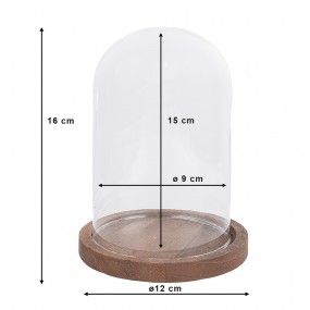 26GL1944 Campana Ø 12x16 cm Trasparente Vetro Legno